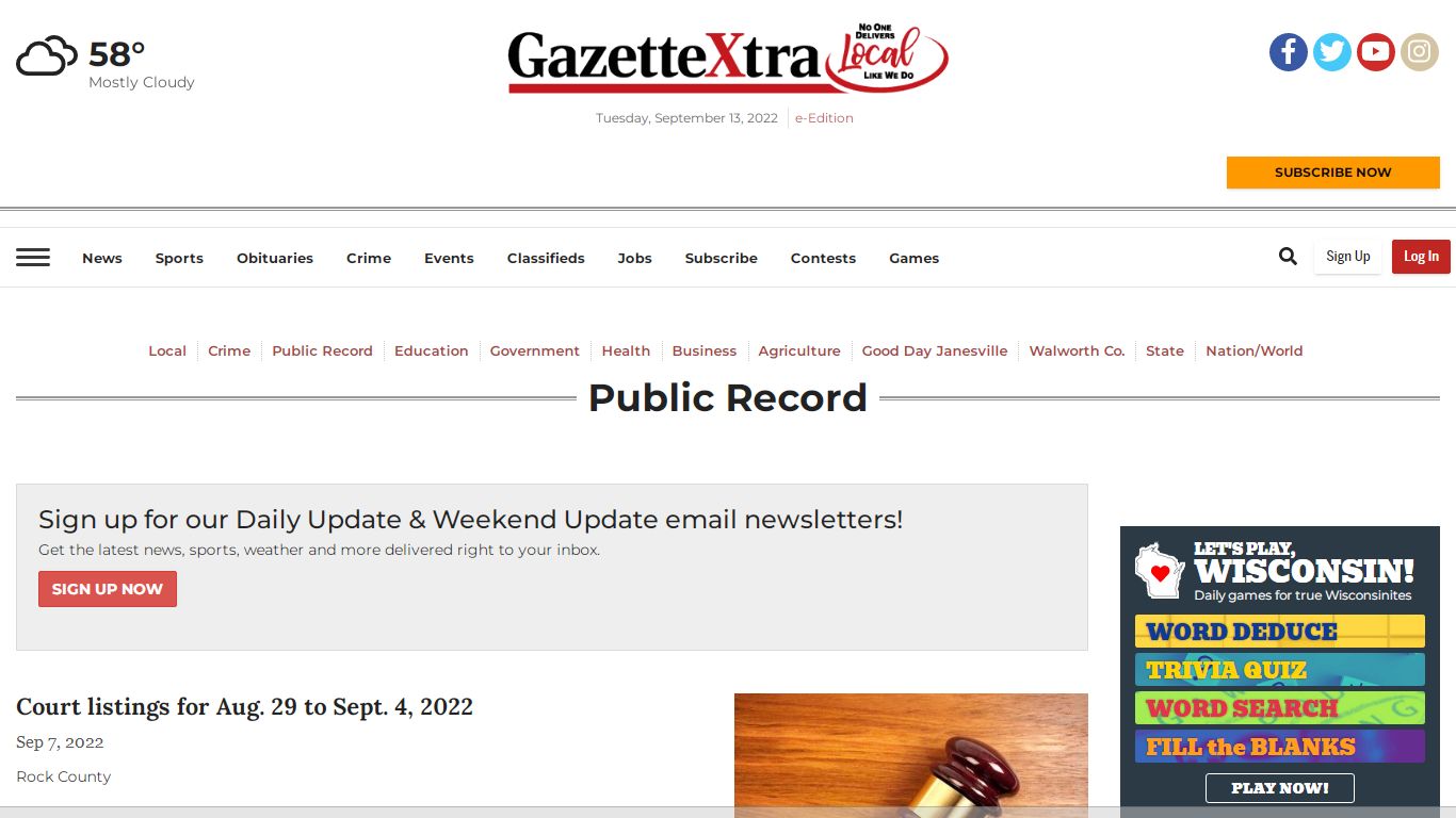 Public Record | gazettextra.com