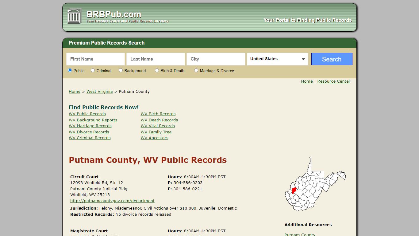 Putnam County, WV Public Records - BRB Pub